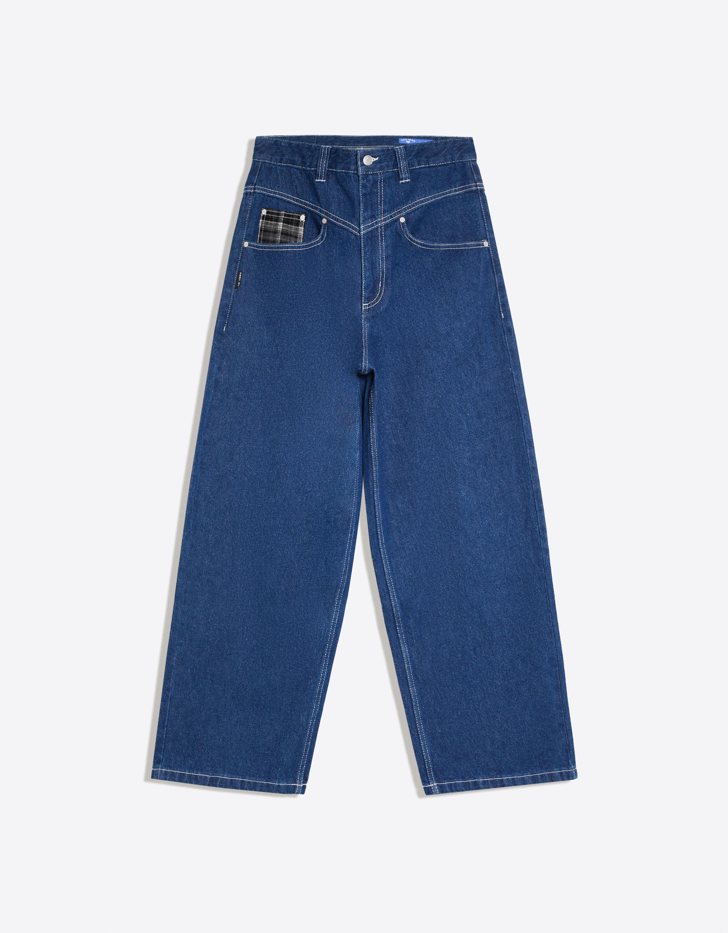 Bershka Jeansy Z Naszywką Zoo York Mężczyzna 36 Granatowy