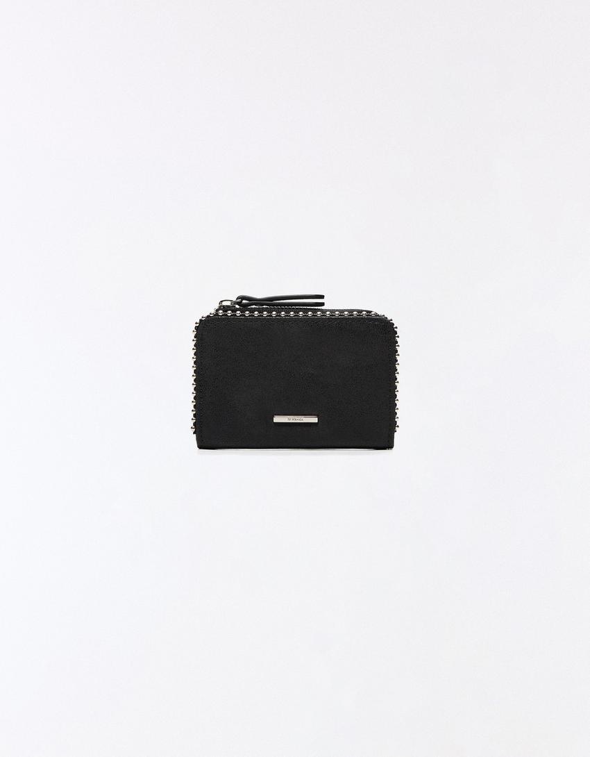 Faux suede coin purse-Black