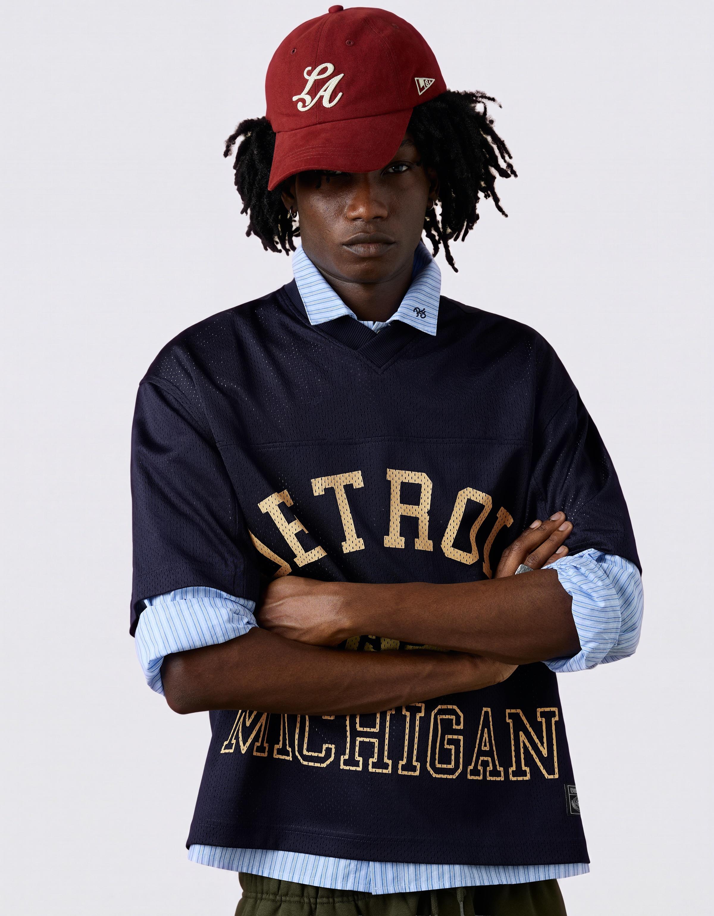 Mesh print T-shirt — Navy