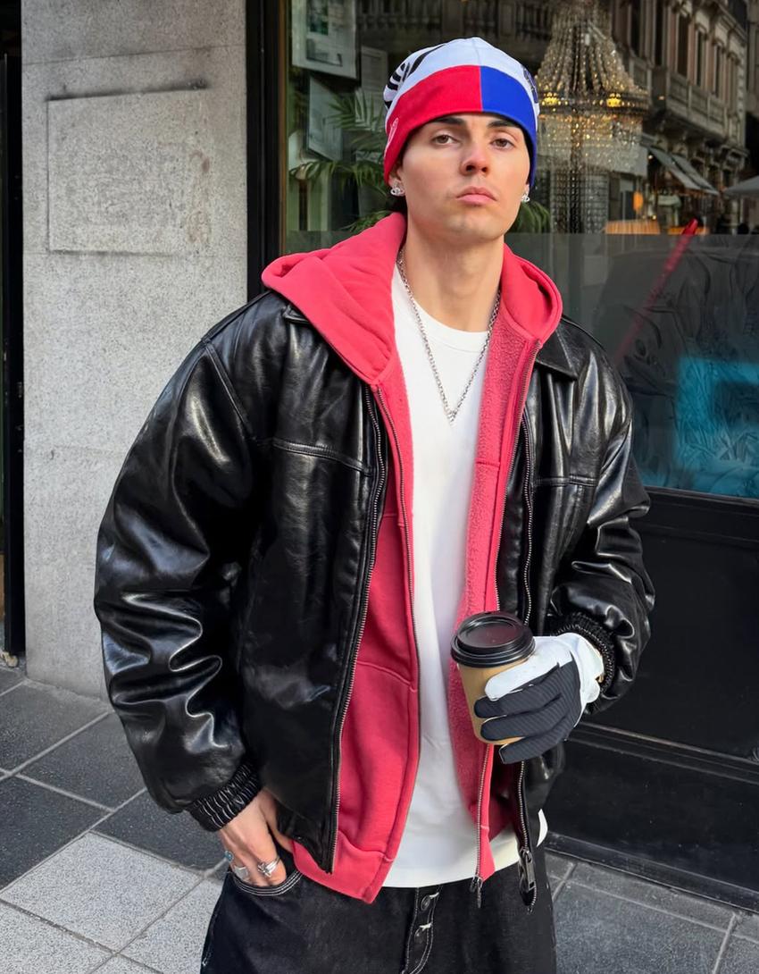 Giubbotto finta pelle-Nero