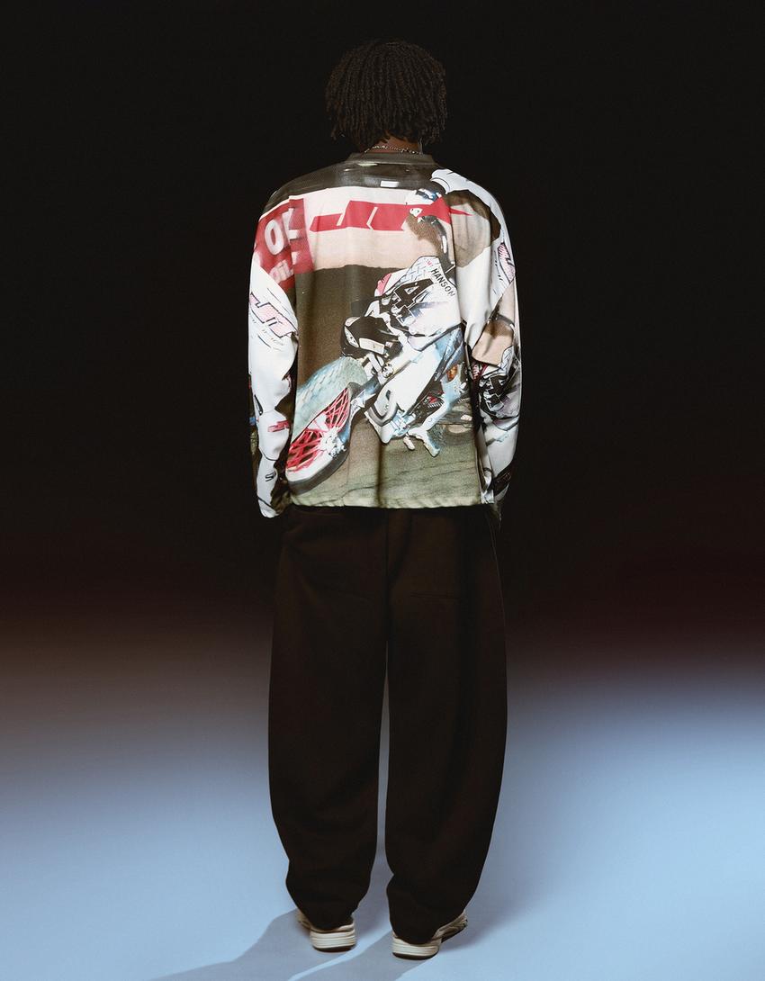 JT Racing Honda Langarmshirt mit Mesh-Print-Kombiniert