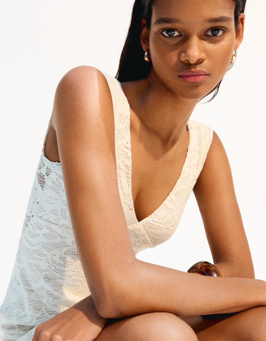 Mini-robe rustique-Écru-2