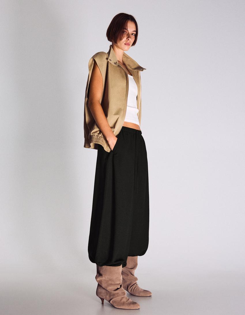 Rustic sarouel trousers-Black