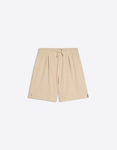 Textured plush Bermuda shorts — Camel 5
