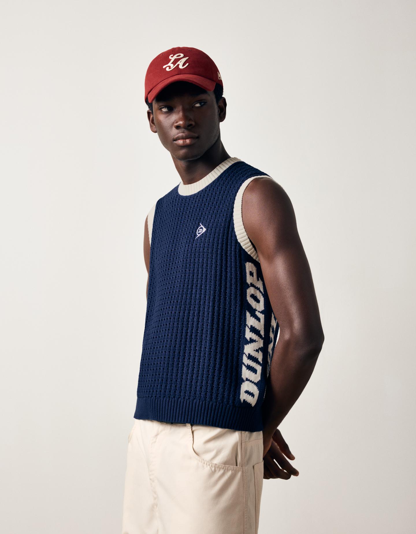 Bershka kamizelka dzianinowa dunlop granatowy