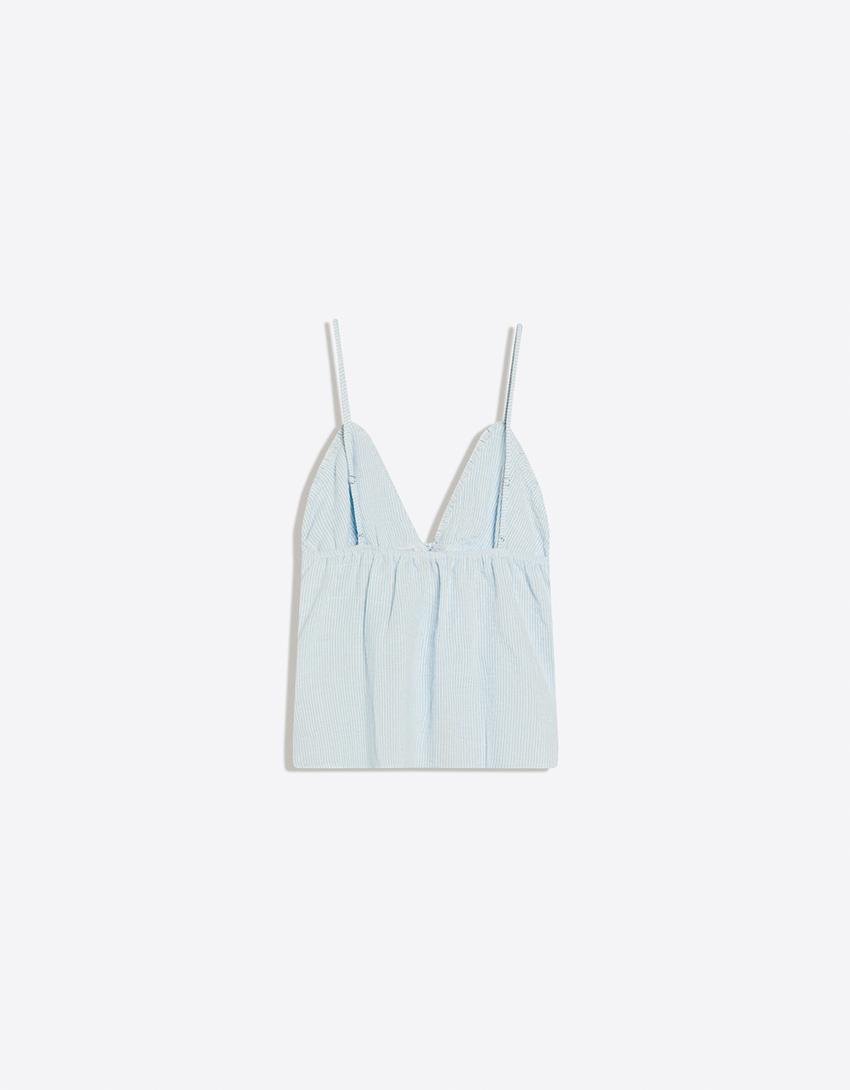 Ruffled strappy top-Blue