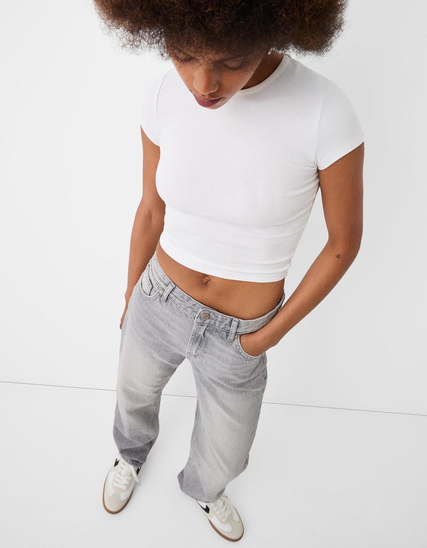 Jeans straight-Gris
