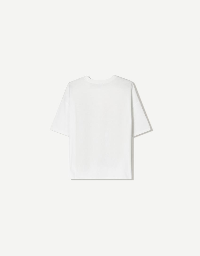 Maglietta con stampa Billie Eilish a maniche corte-Bianco Roto-5