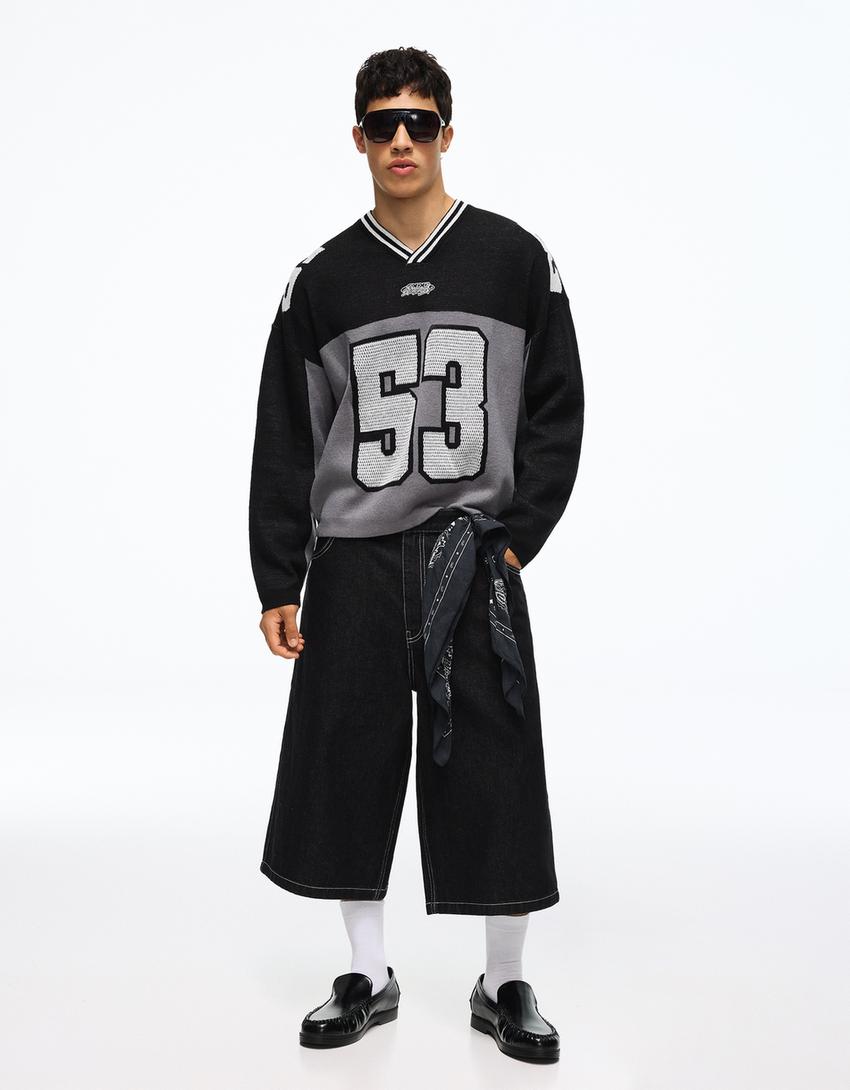 Sport print jumper-Black