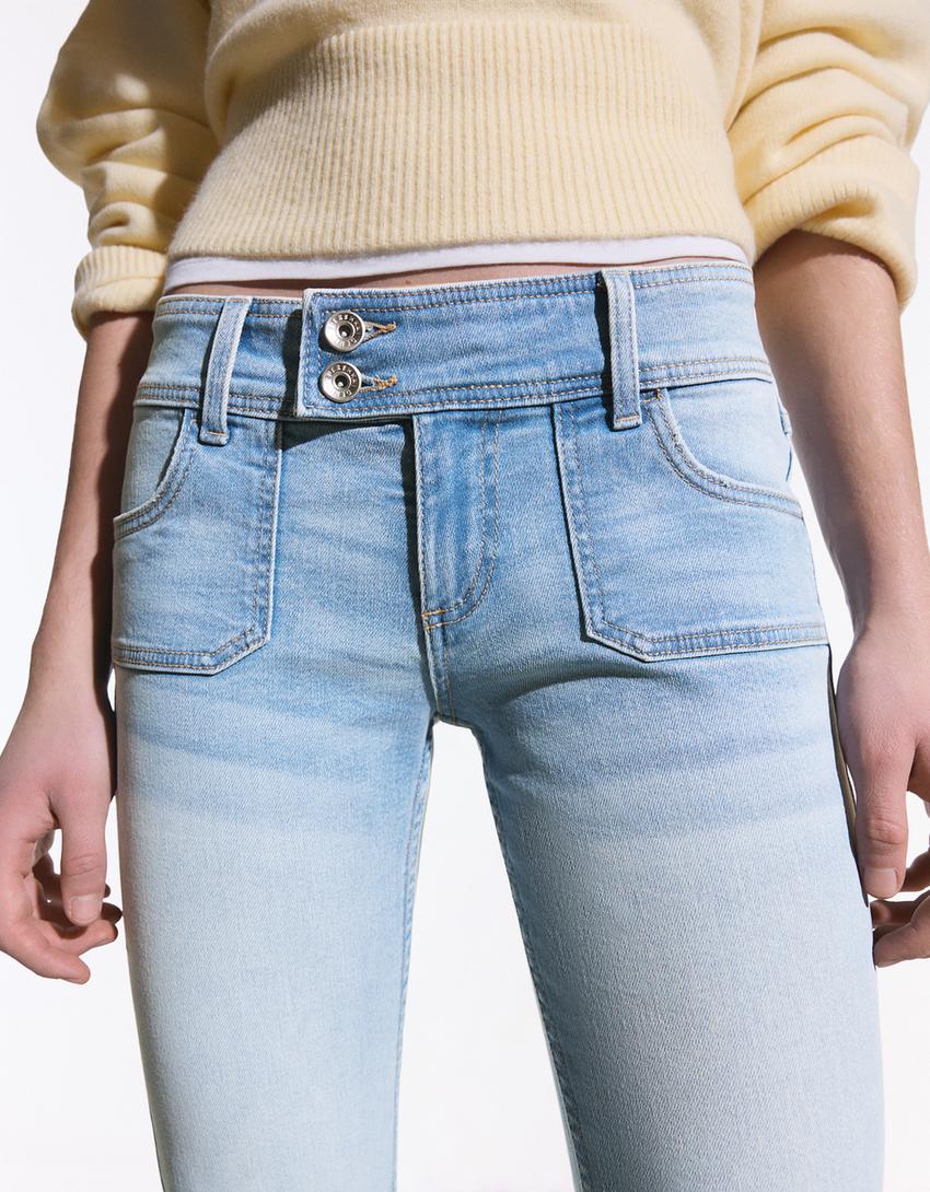 Low-rise boot-cut jeans-Light blue