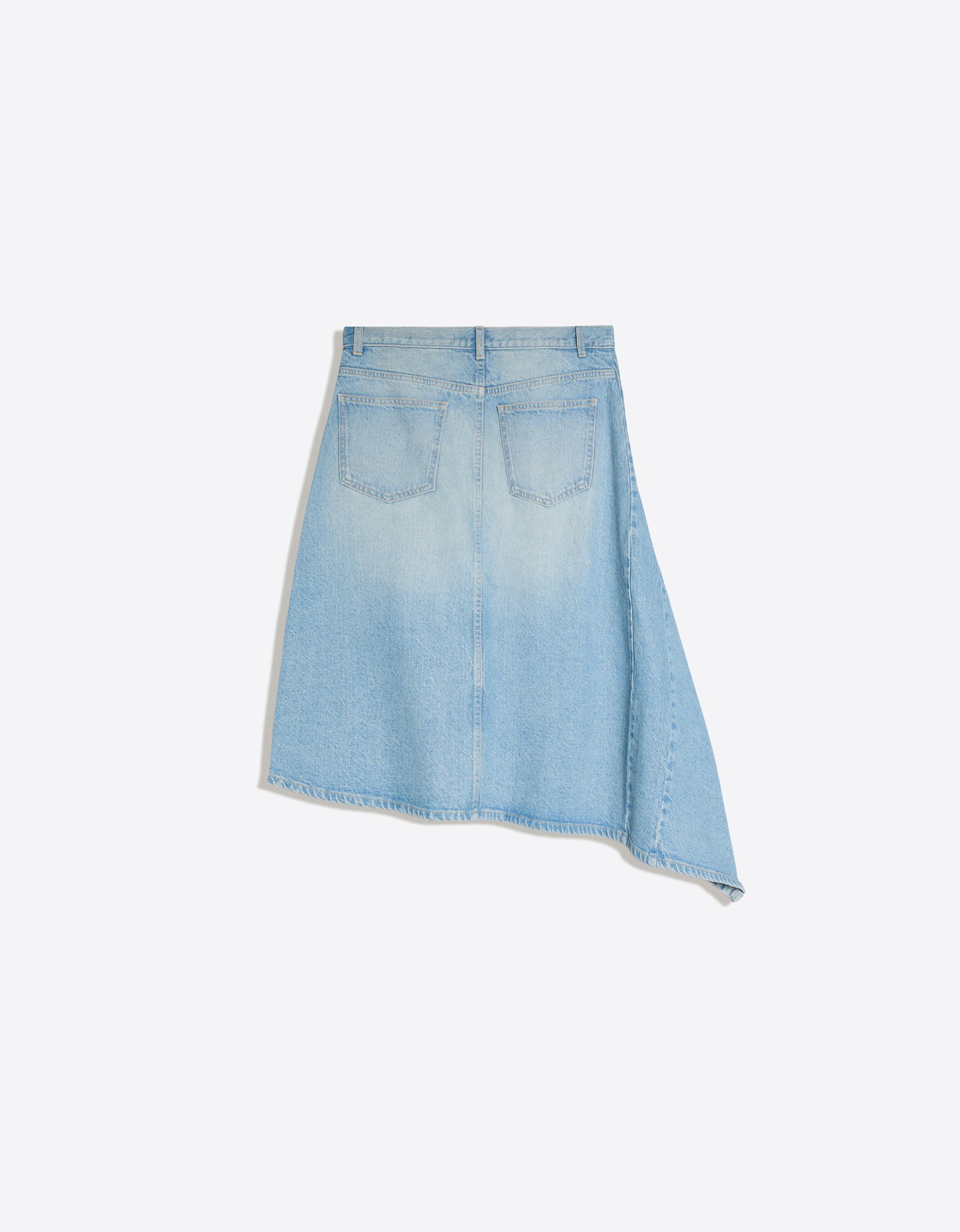 Asymmetric denim midi skirt — Light blue