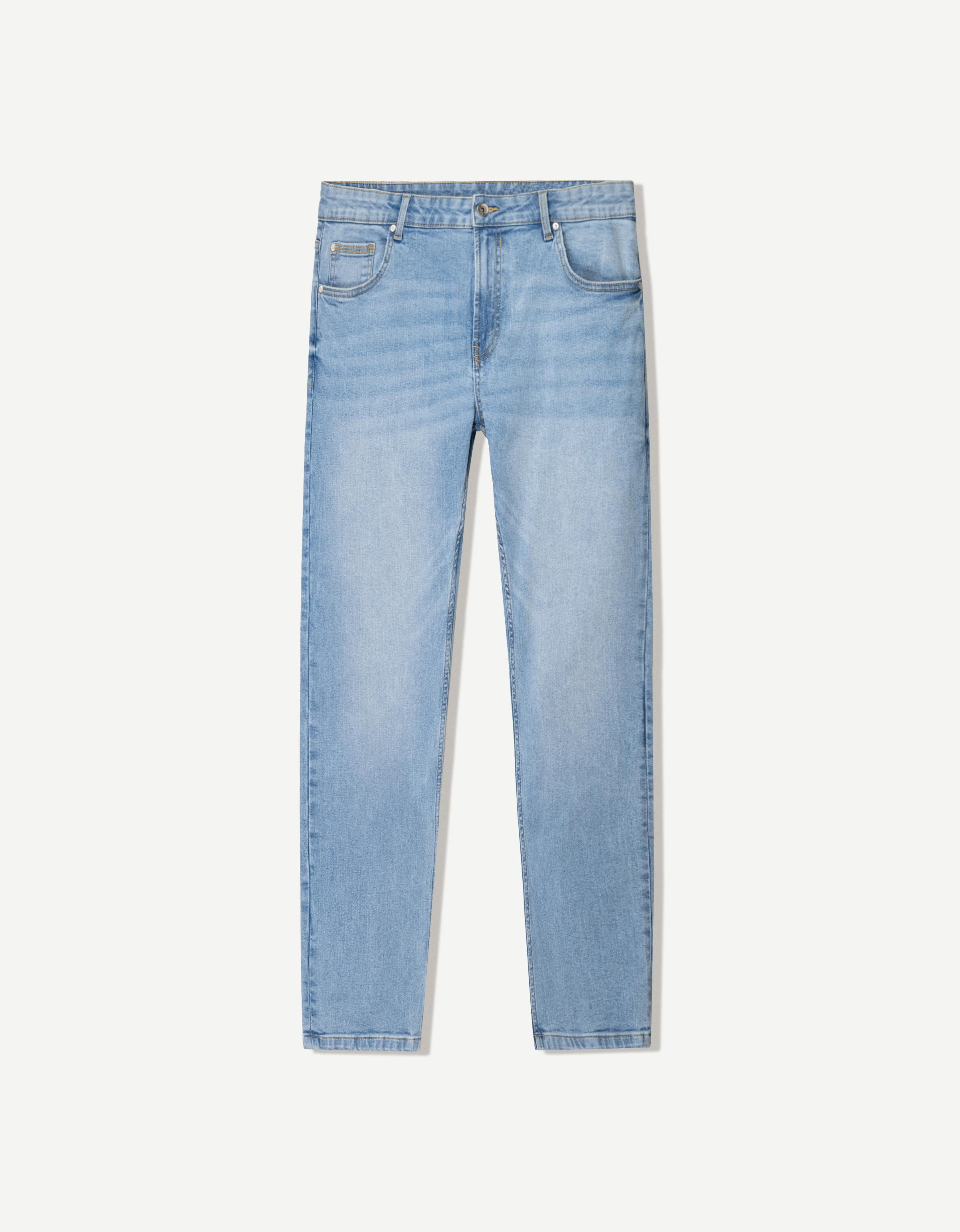 Bershka Skinny-Jeans Herren 36 Ausgewaschenes Blau