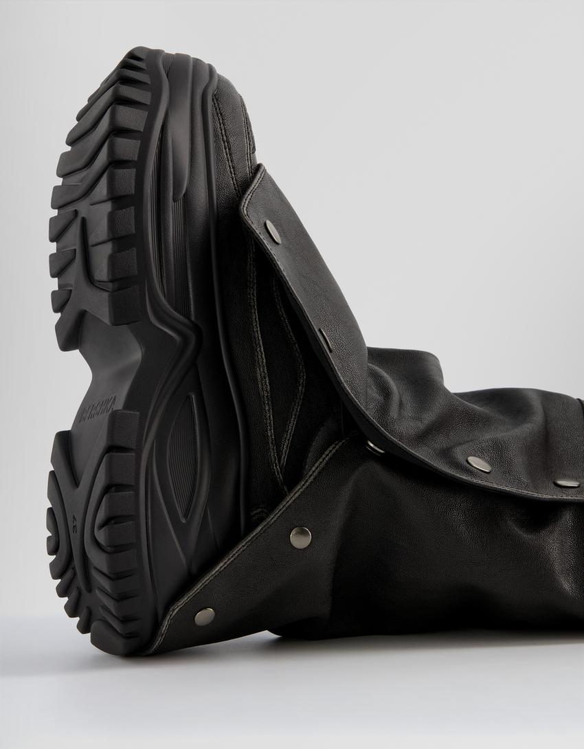 Sneakers volume et guêtres amovibles-Noir-2