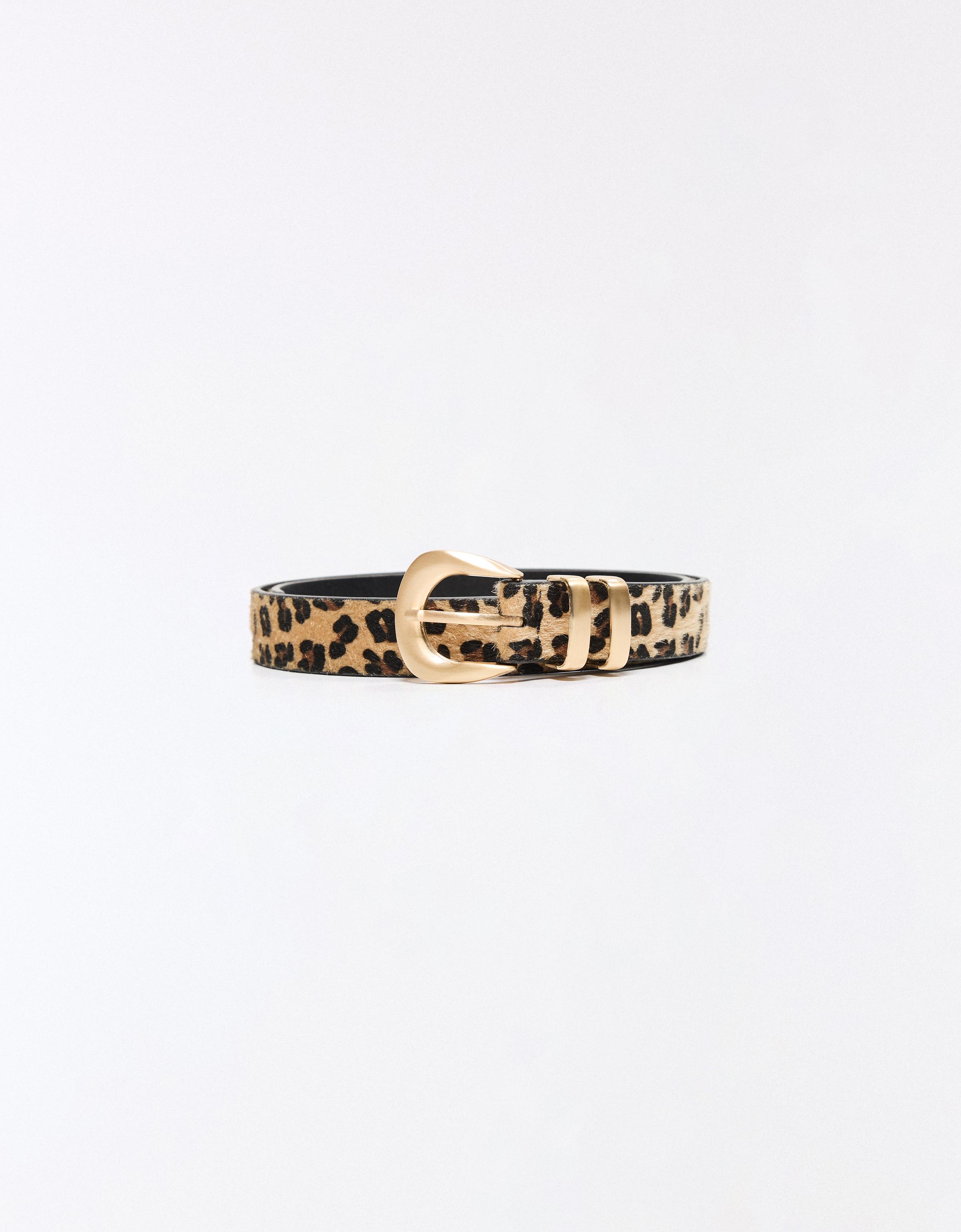 Animal print buckle belt — Brown