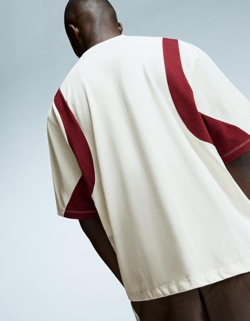 Camiseta manga corta boxy print-Blanco roto