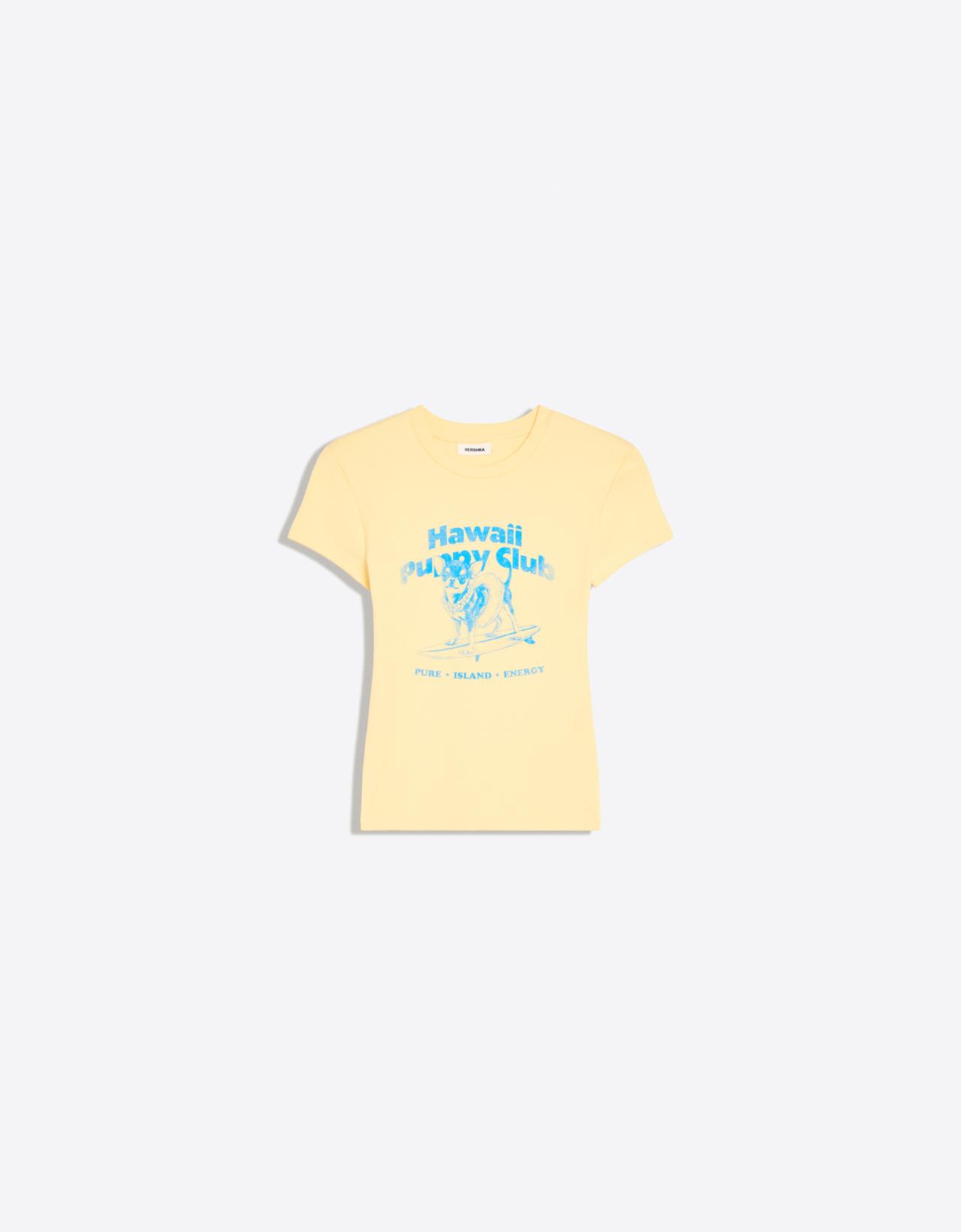 Short sleeve fitted print T-shirt — Yellow