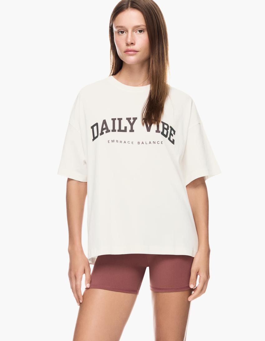Short sleeve T-shirt with print-Cream-3