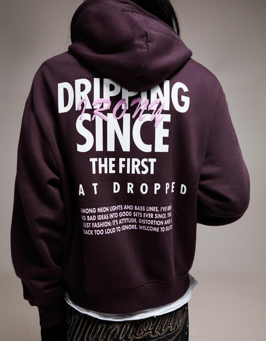 Suadoiro cremalleira cropped print-Morado