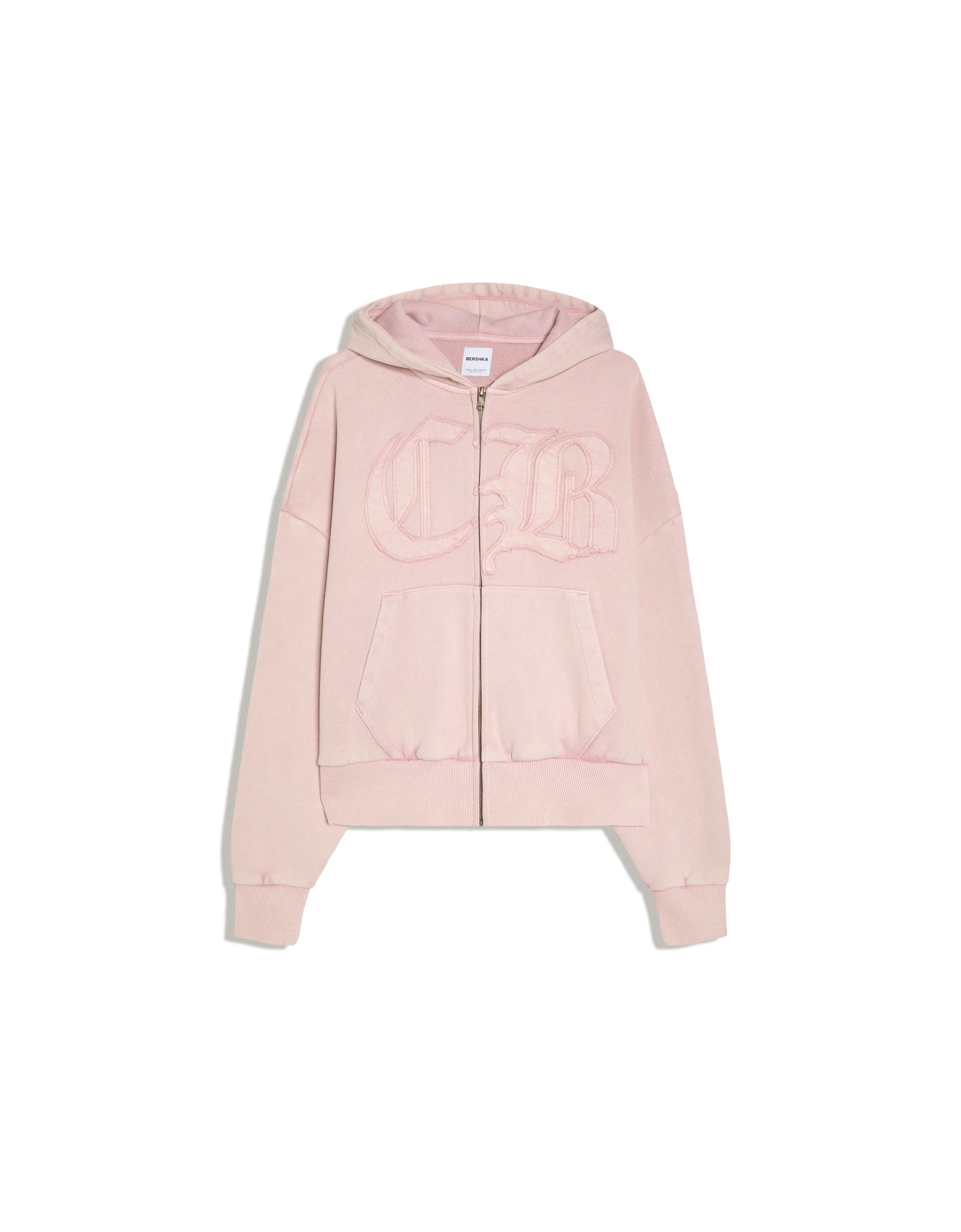 Washed zip-up hoodie — Pink