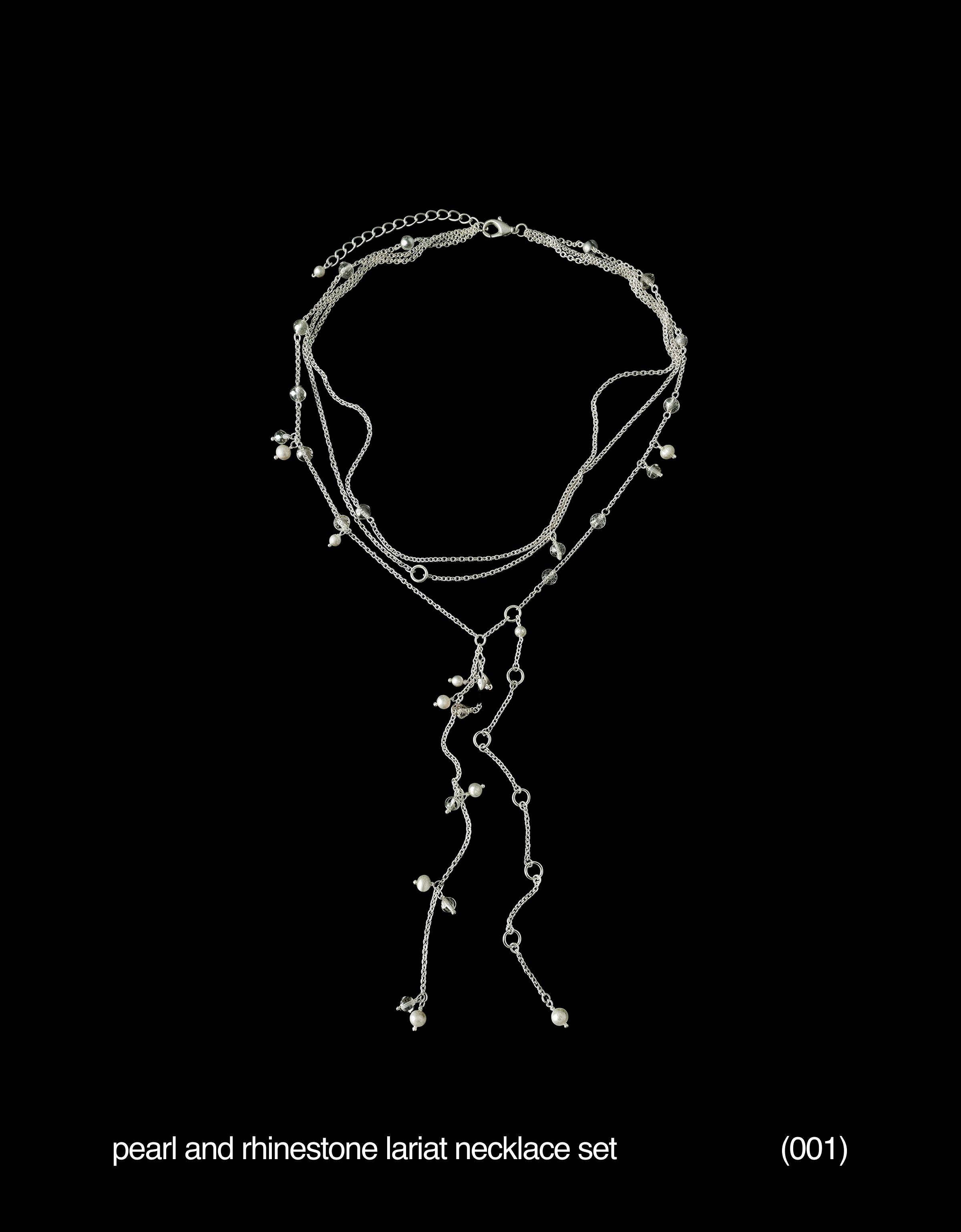 Beaded lariat chain pack — Silver