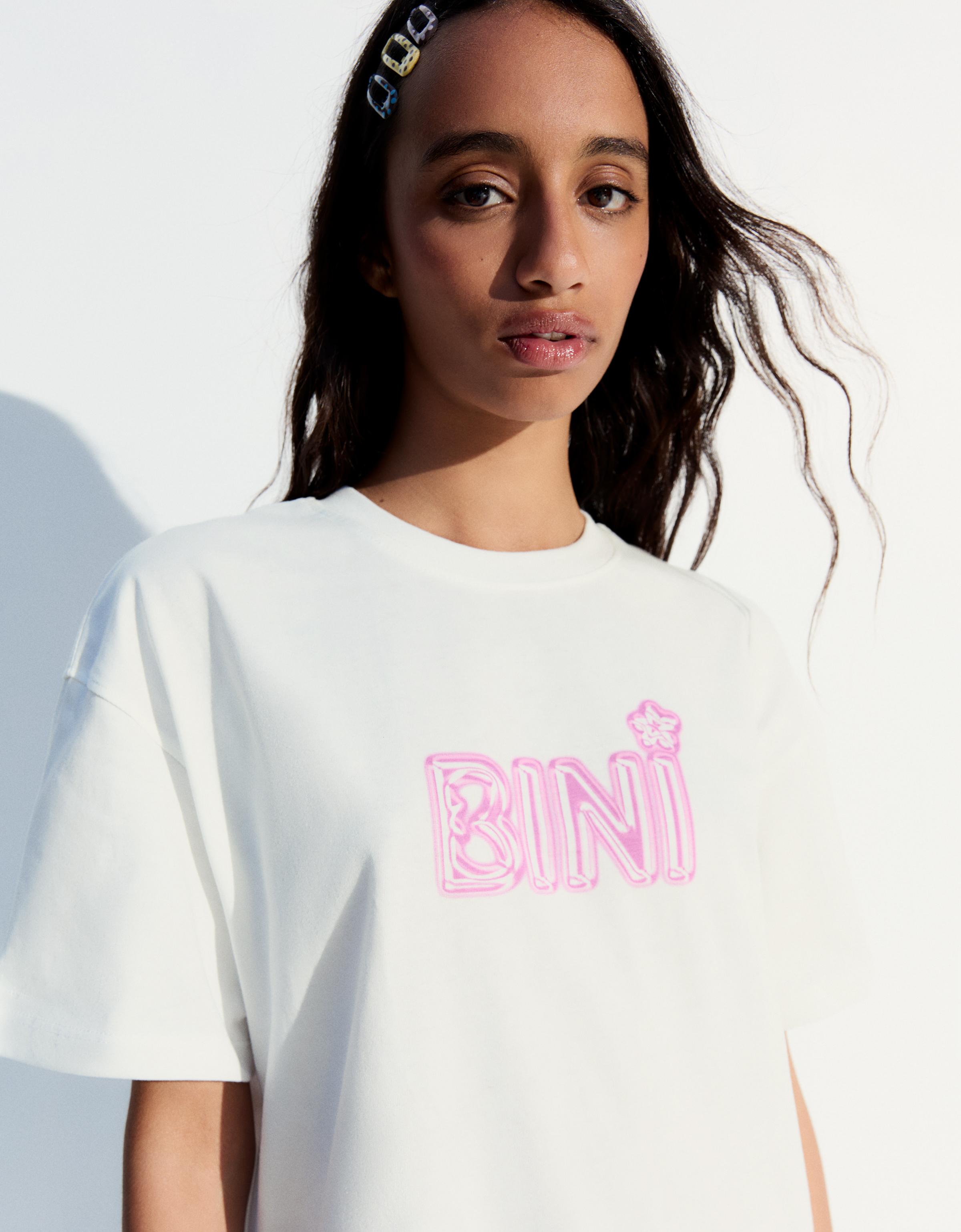 Bershka BINI baskılı oversize tişört görsel 6