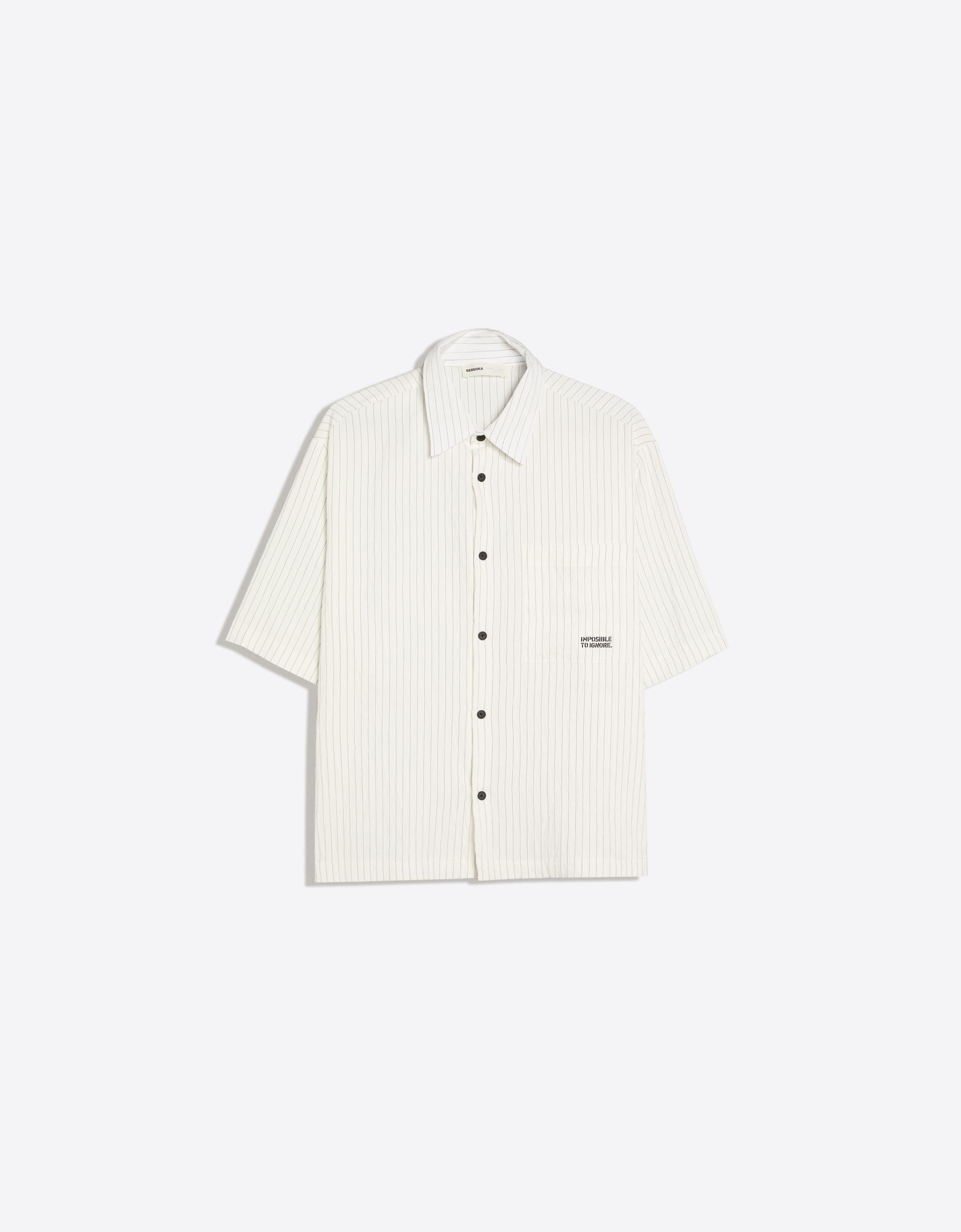 Boxy print short sleeve shirt — White
