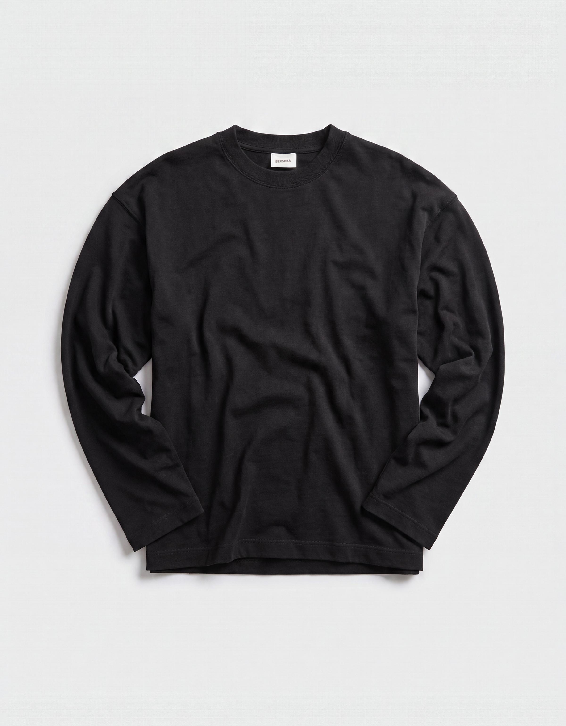 Boxy long sleeve T-shirt — Black