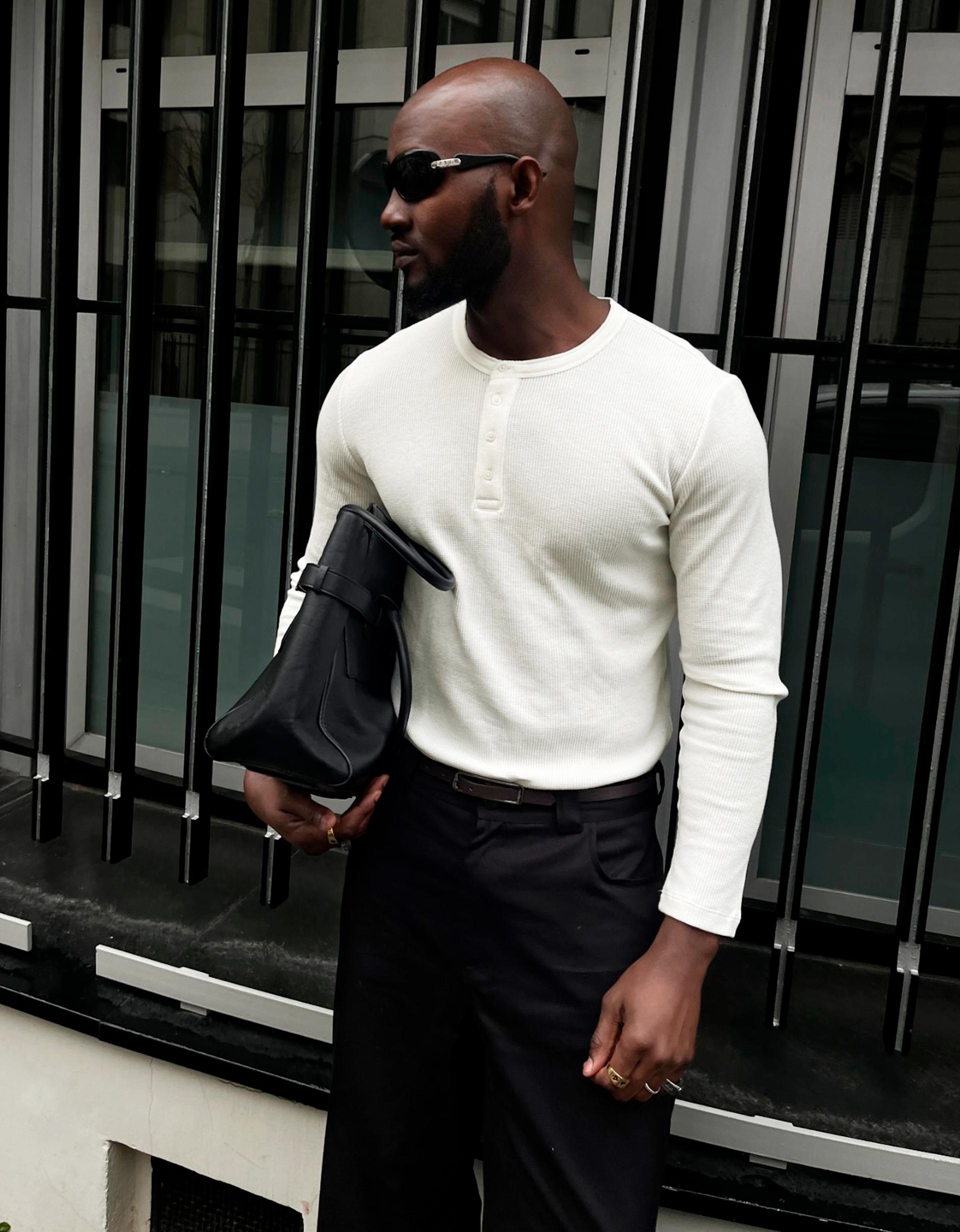 Slim fit waffle-knit henley T-shirt - #bershkastyle - Men | Bershka