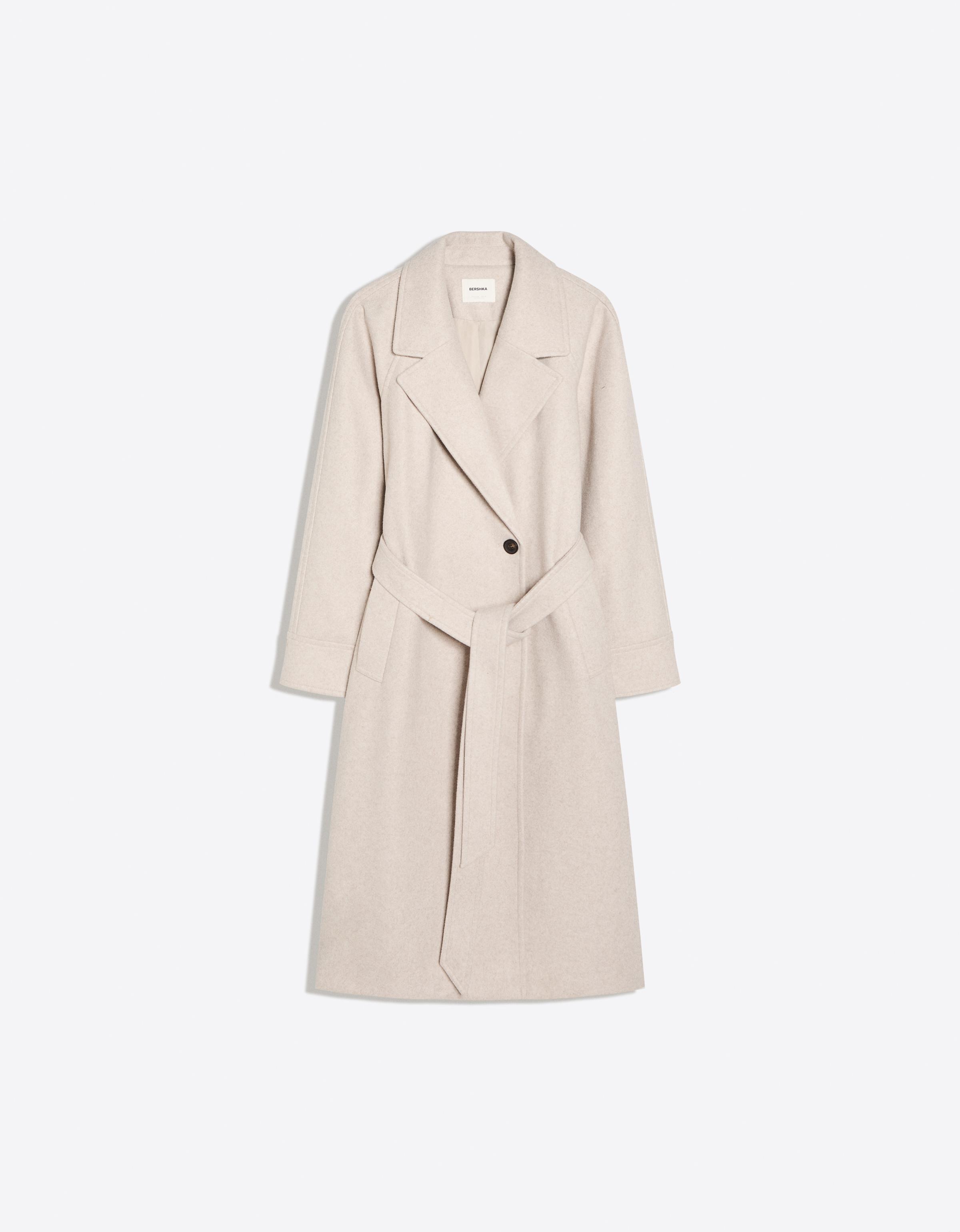 Long soft belted coat — Beige