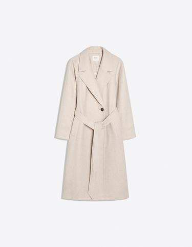 Soft-touch long coat with belt — Beige 5