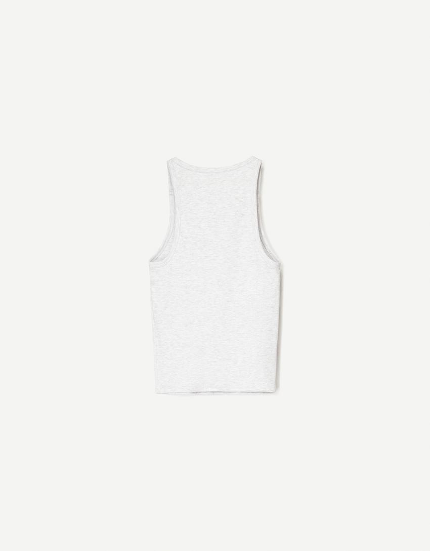 Camiseta sin mangas rib-Gris-4