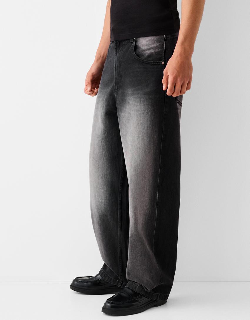 Loose Fit Jeans Troué Homme Bershka Wide Leg Jean Large TrouÃ