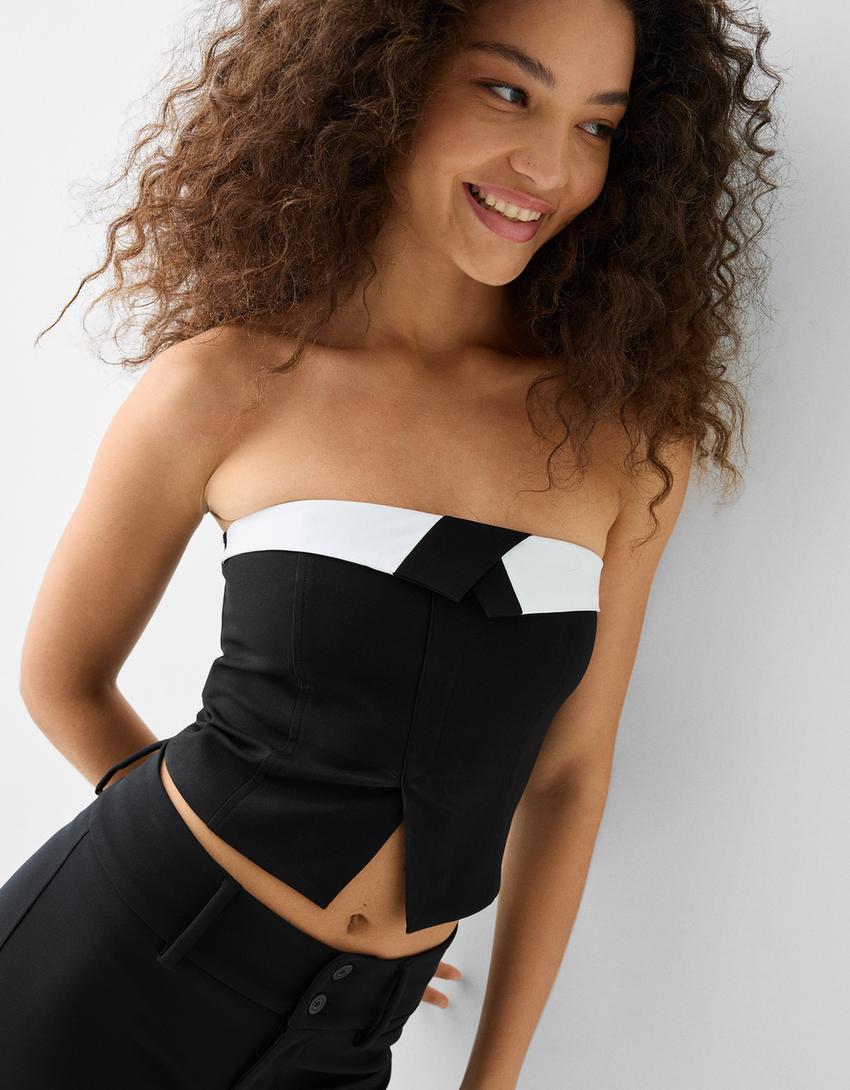 توب شريطي رسمي متباين-أسود-2