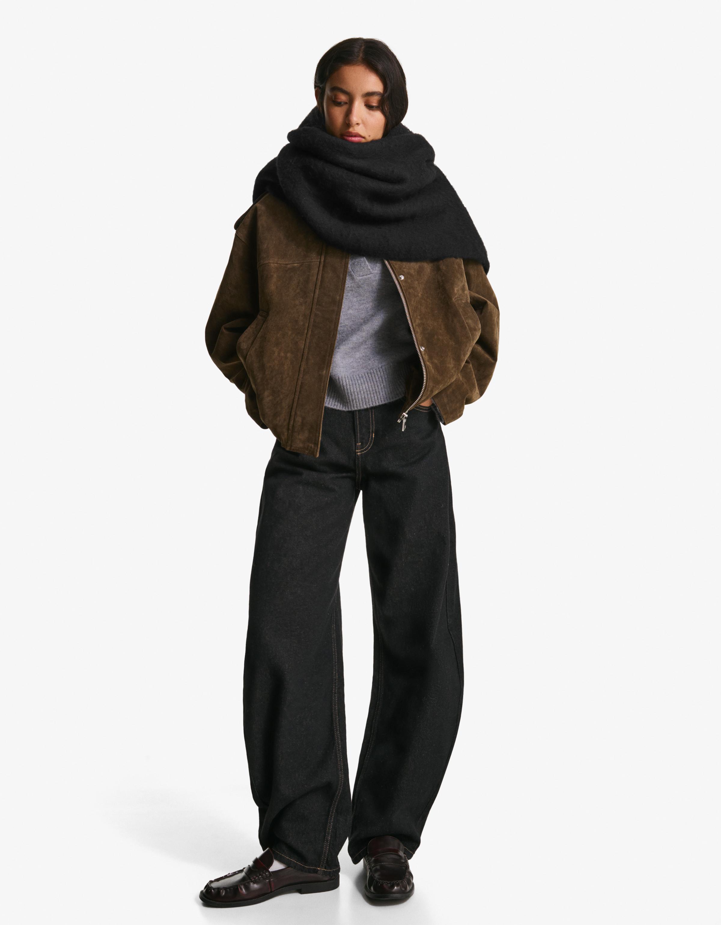 Solid-coloured scarf — Black