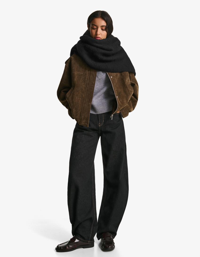 Solid-coloured scarf-Black