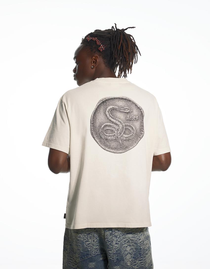 T-shirt relaxed fit ARIES X BERSHKA-Blanc cassé