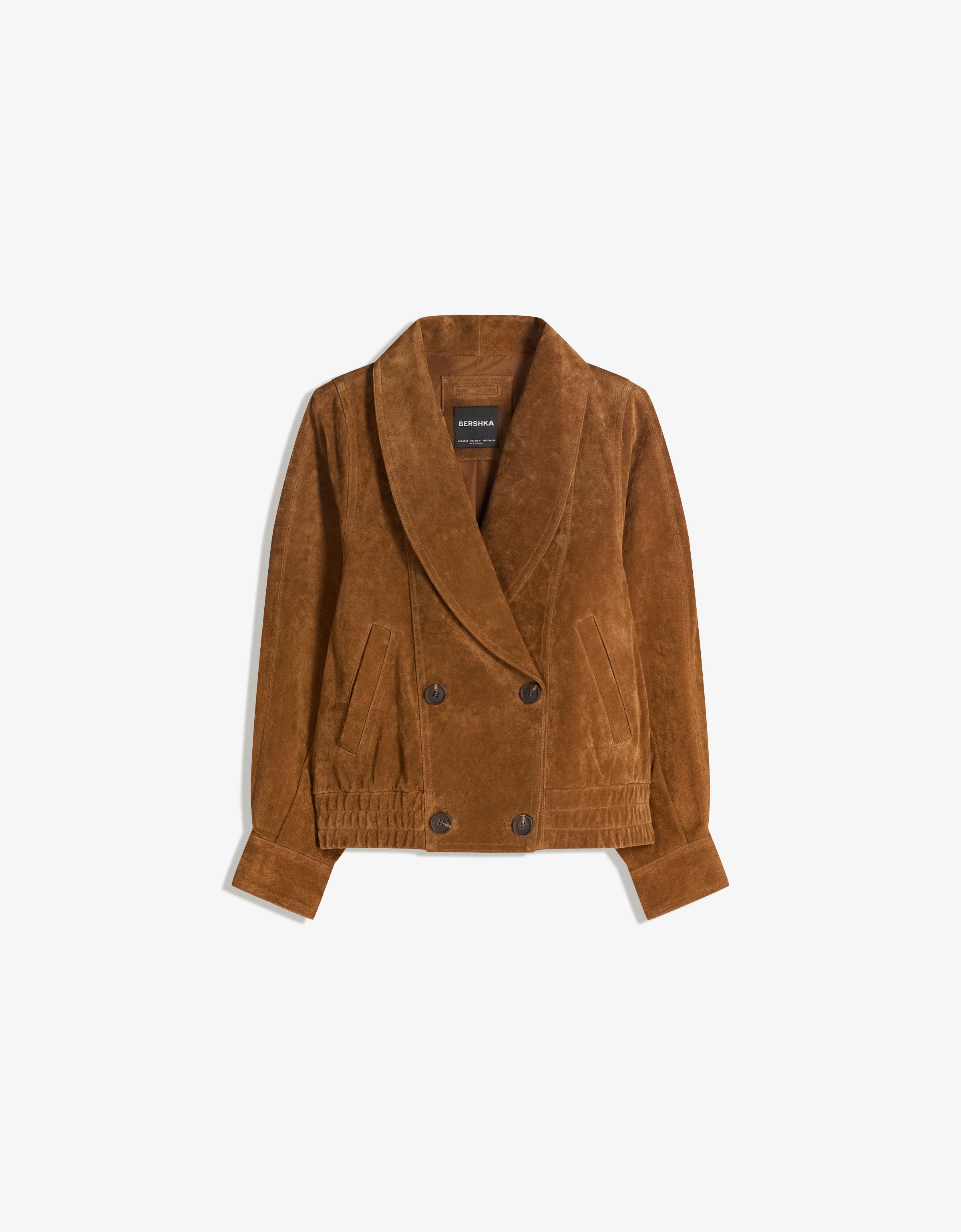 Crossover suede leather jacket - Brown