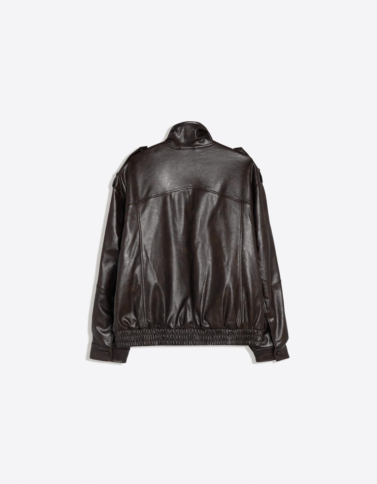 Leather effect jacket — Brown