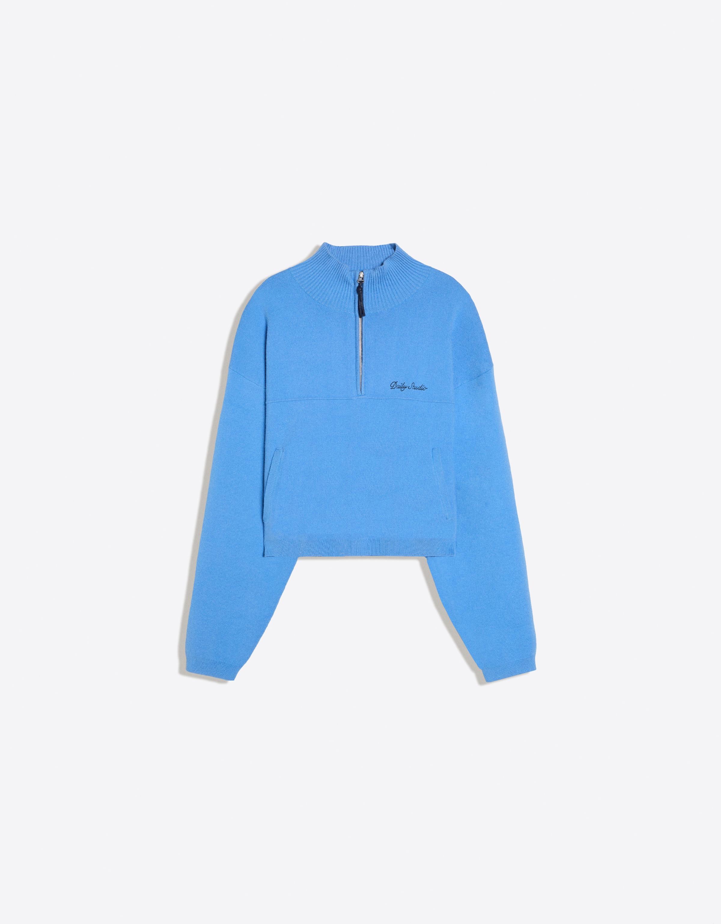 Embroidered zip-up jumper — Blue