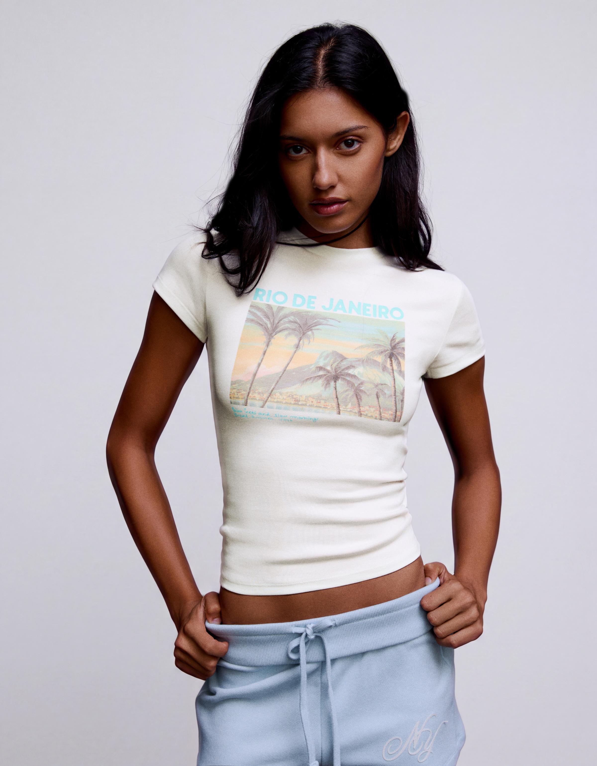 Fitted printed T-shirt — Off white