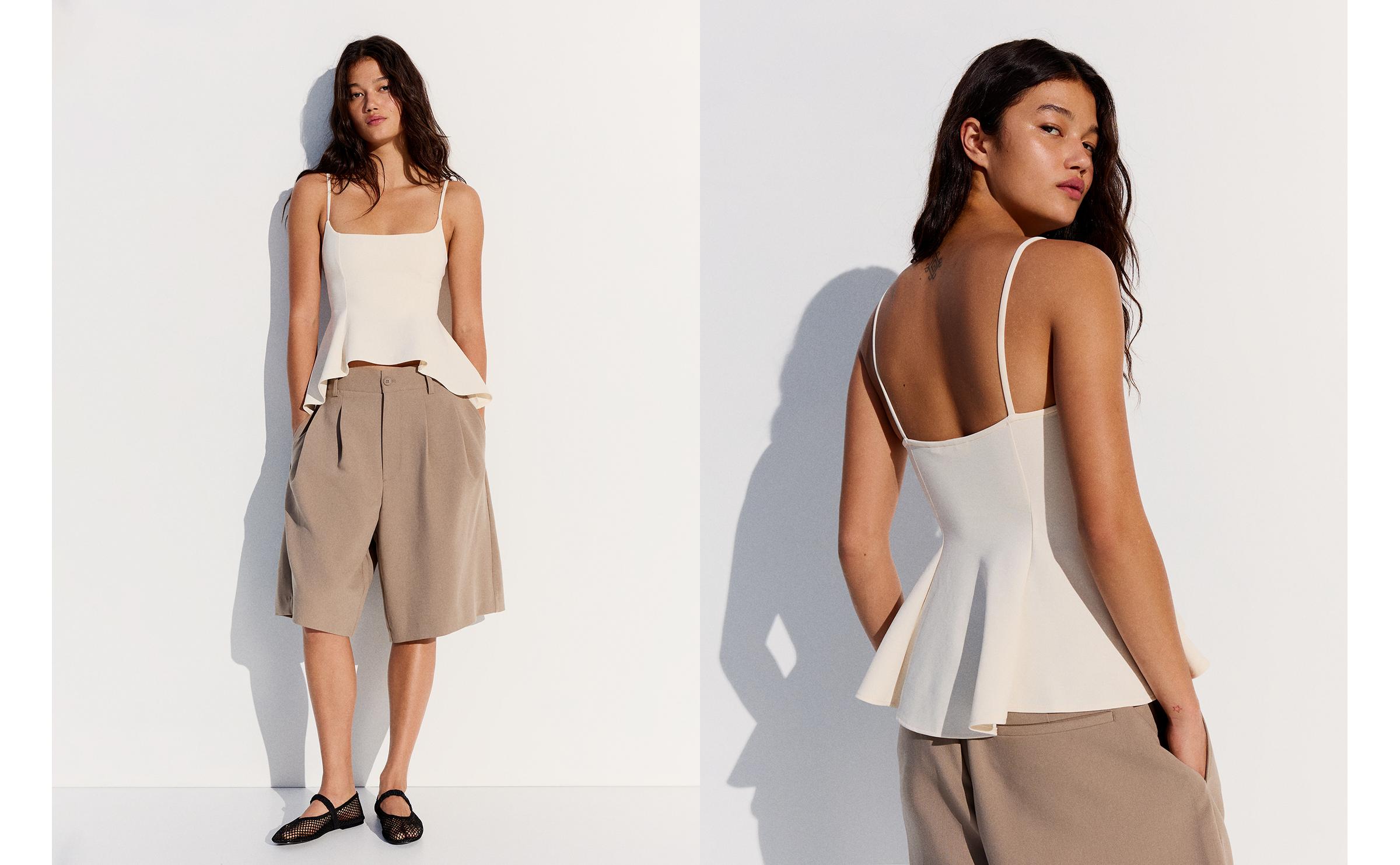 Ruffle strappy top — Cream