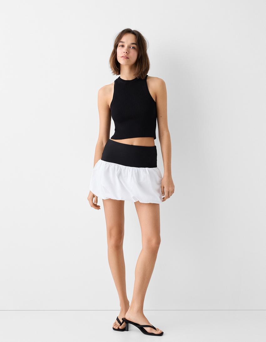 Balloon mini skirt-White-3