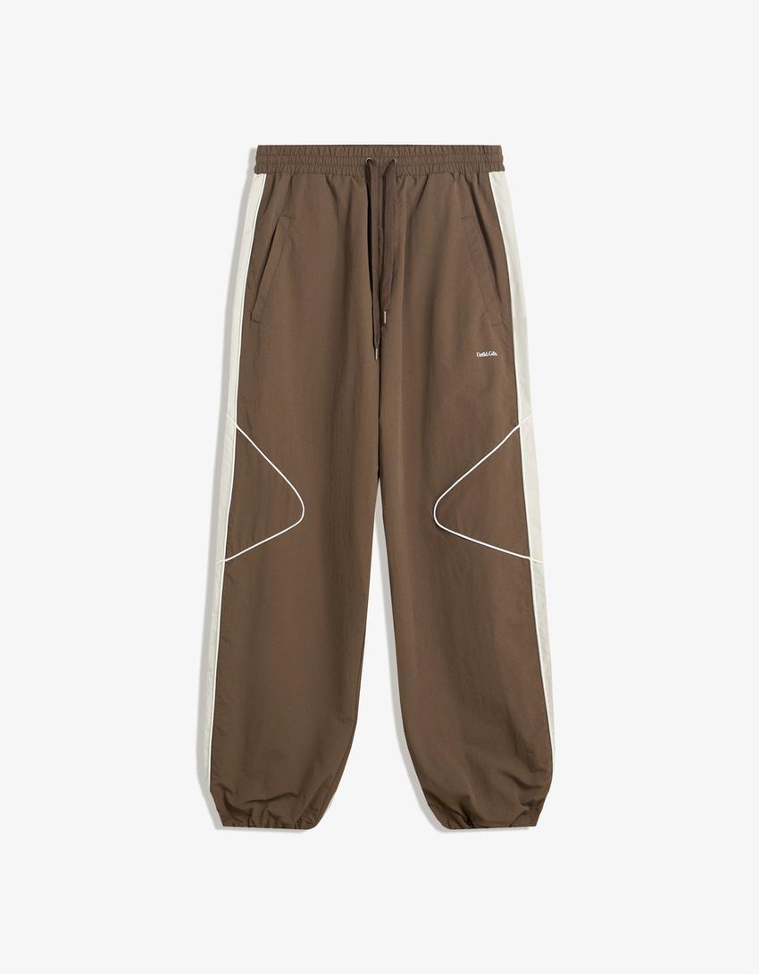 Super baggy technical trousers-Brown-3