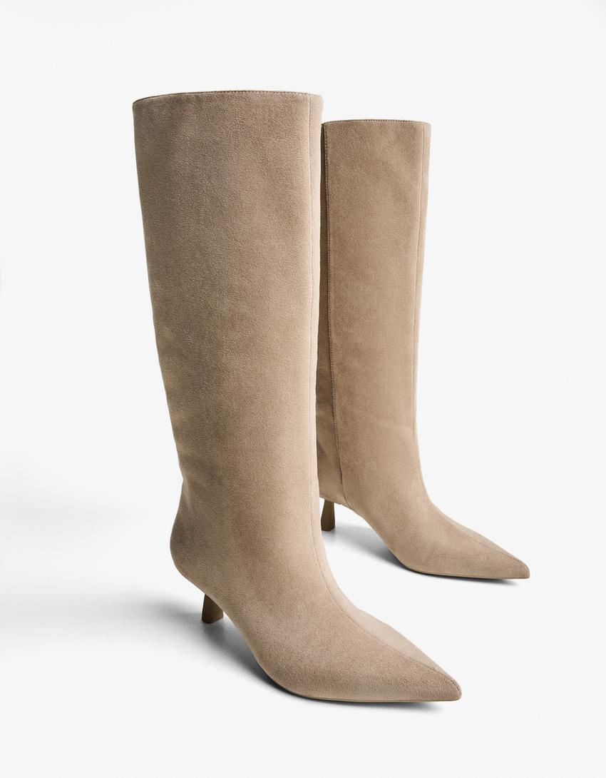 Bota tacón kitten-Taupe