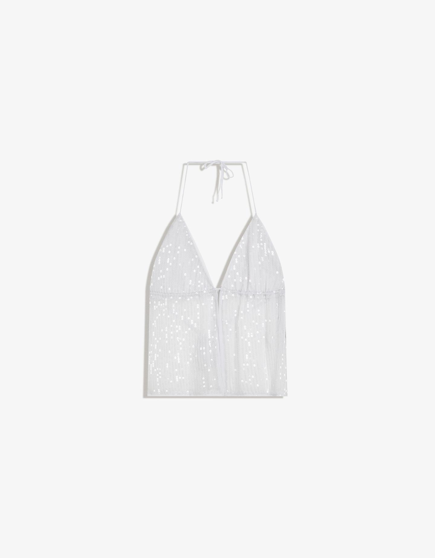Bershka top halter cekiny popielaty