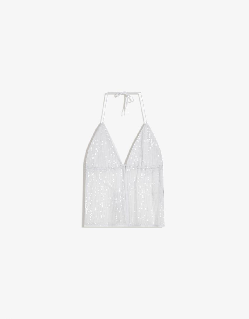 Top halter paillette-Pietra