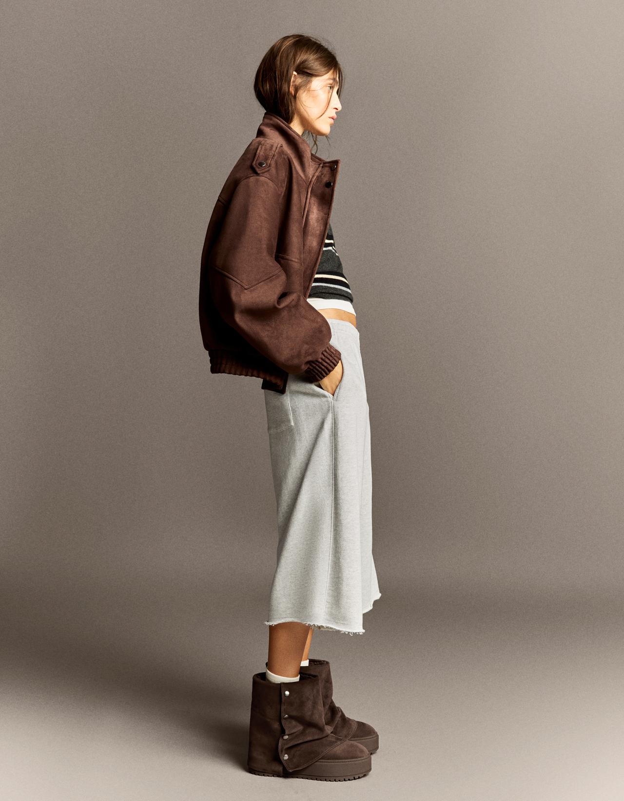 FUR-LINED TROUSER ANKLE BOOTS — Brown