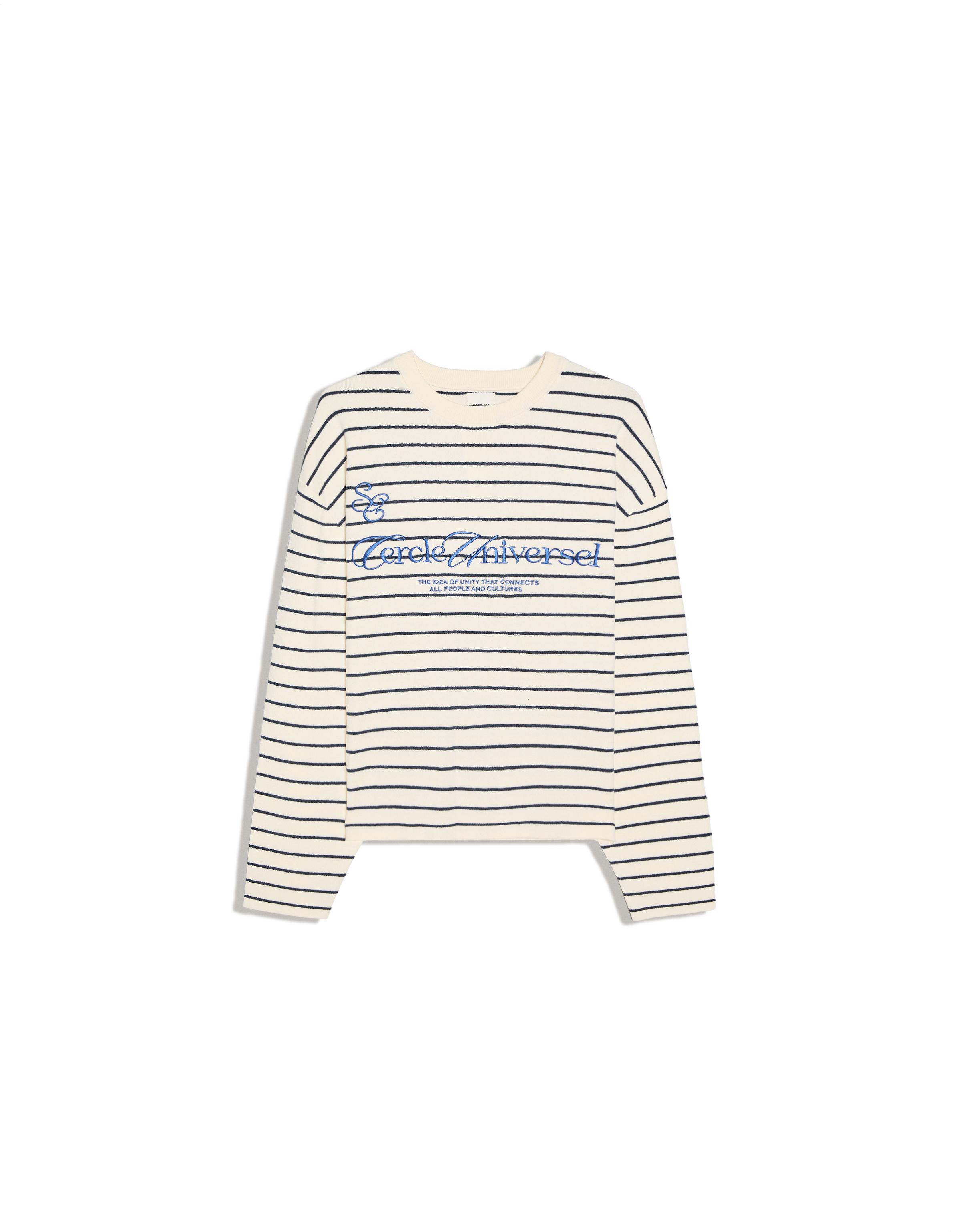 Embroidered round neck jumper — Cream