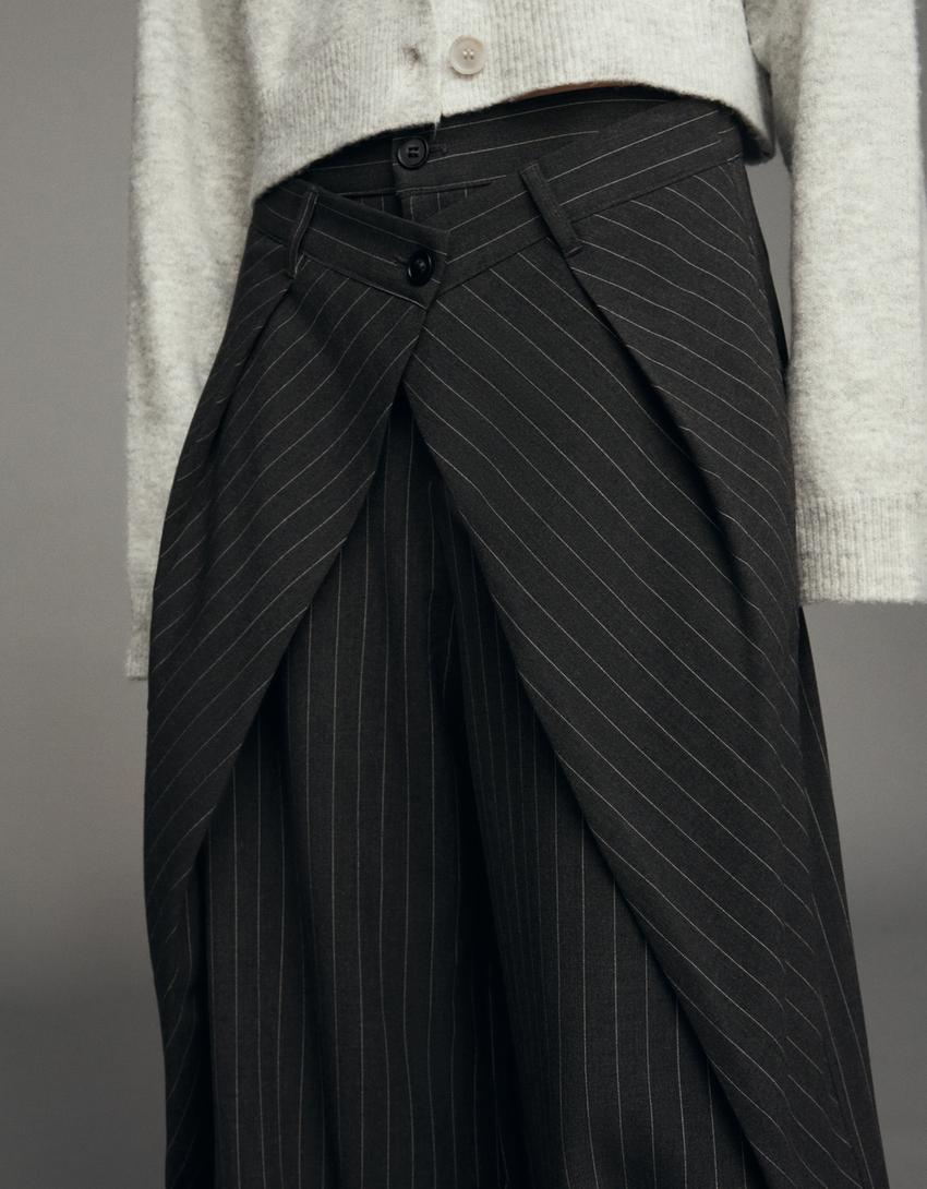 Pantalons barrel plecs-Gris