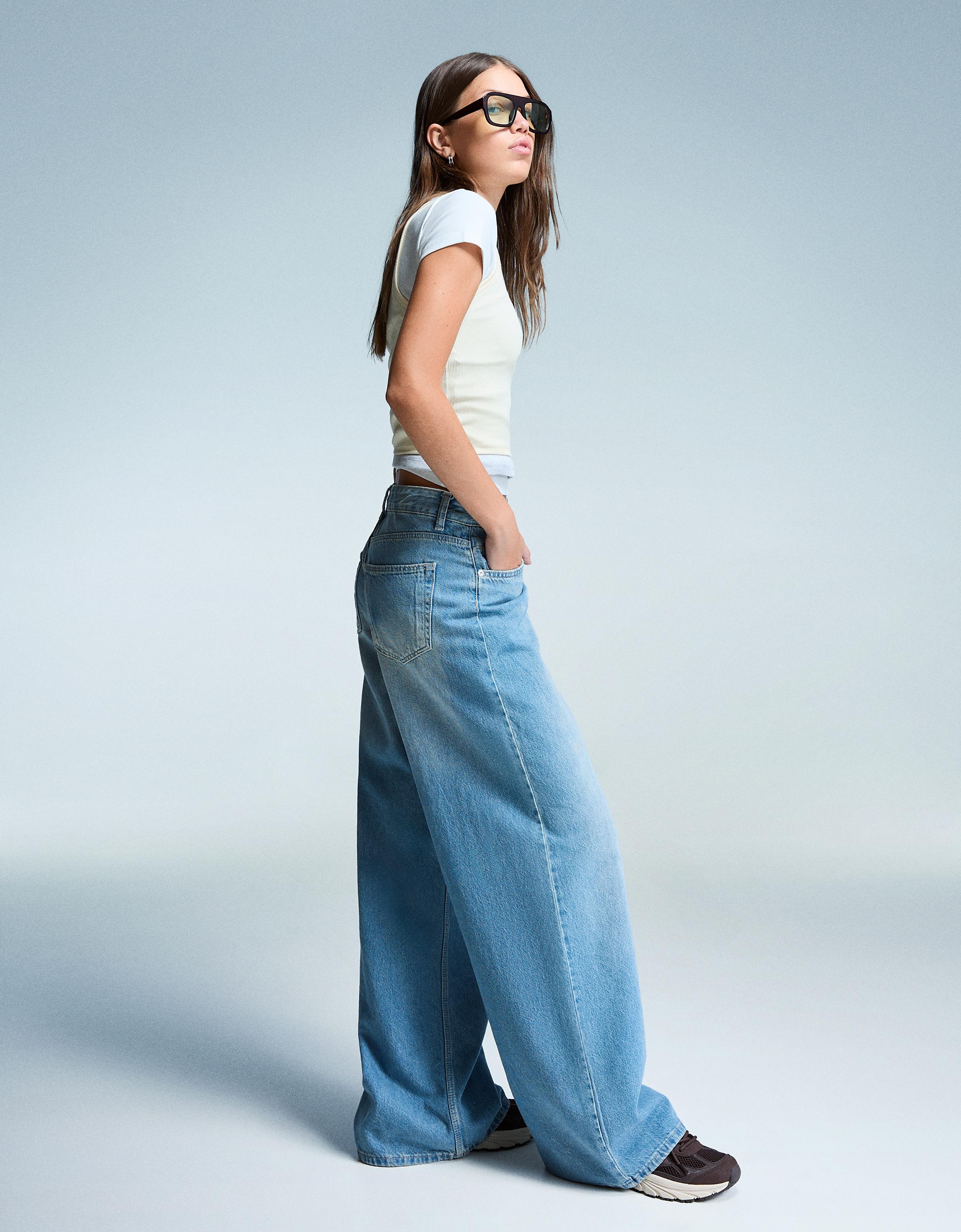 Düşük bel geniş paça jean - Görsel 144